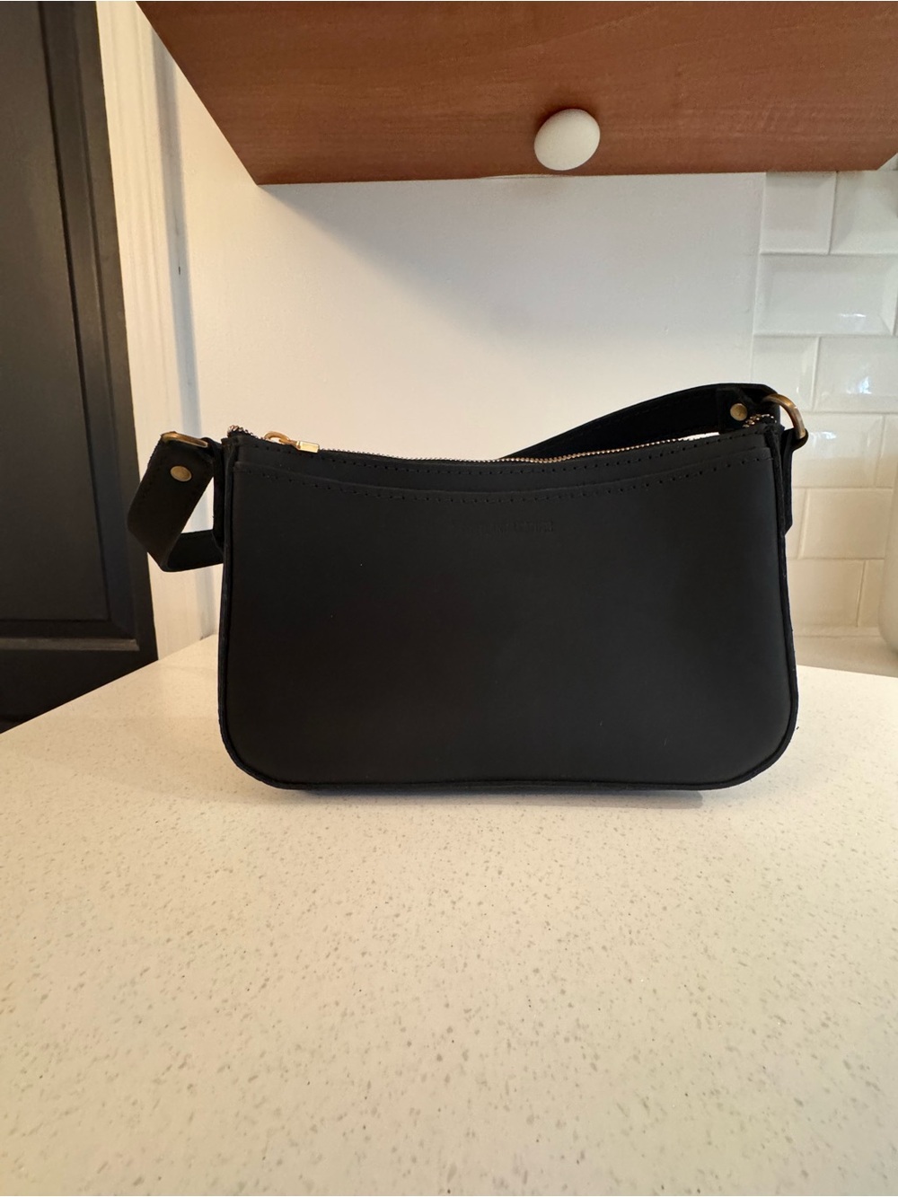 Portland Leather Baguette Shoulder
Bag - Black